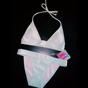 MISSGUIDED x Neoprene Halter Triangle Bikini Set